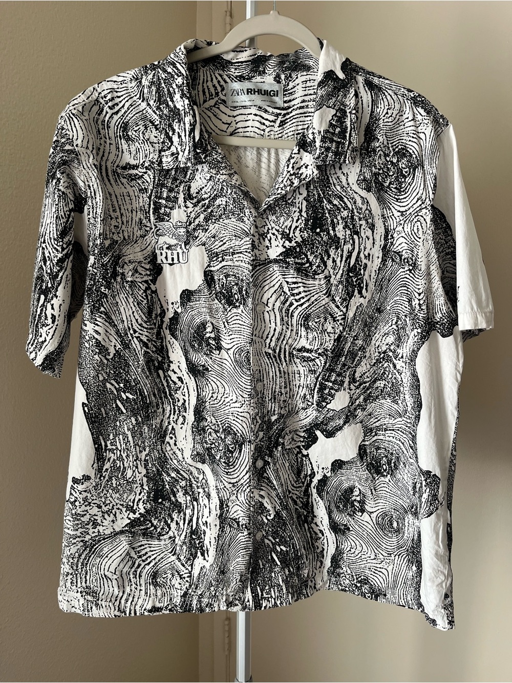 Zara x Rhuigi All Over Topography Print Camp Collar Shirt XL